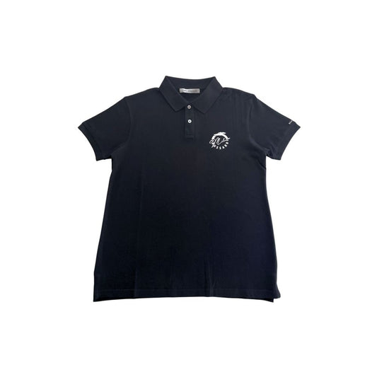 Trussardi Beachwear Schwarzes Poloshirt aus Baumwolle für Herren