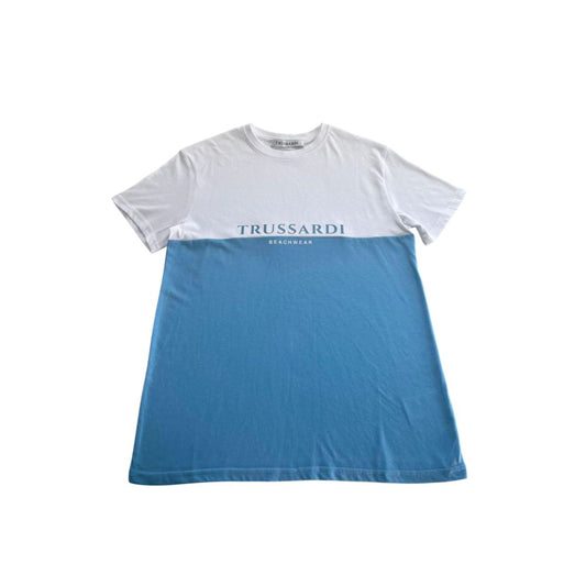 Trussardi Beachwear Hellblaues Herren-T-Shirt aus Baumwolle