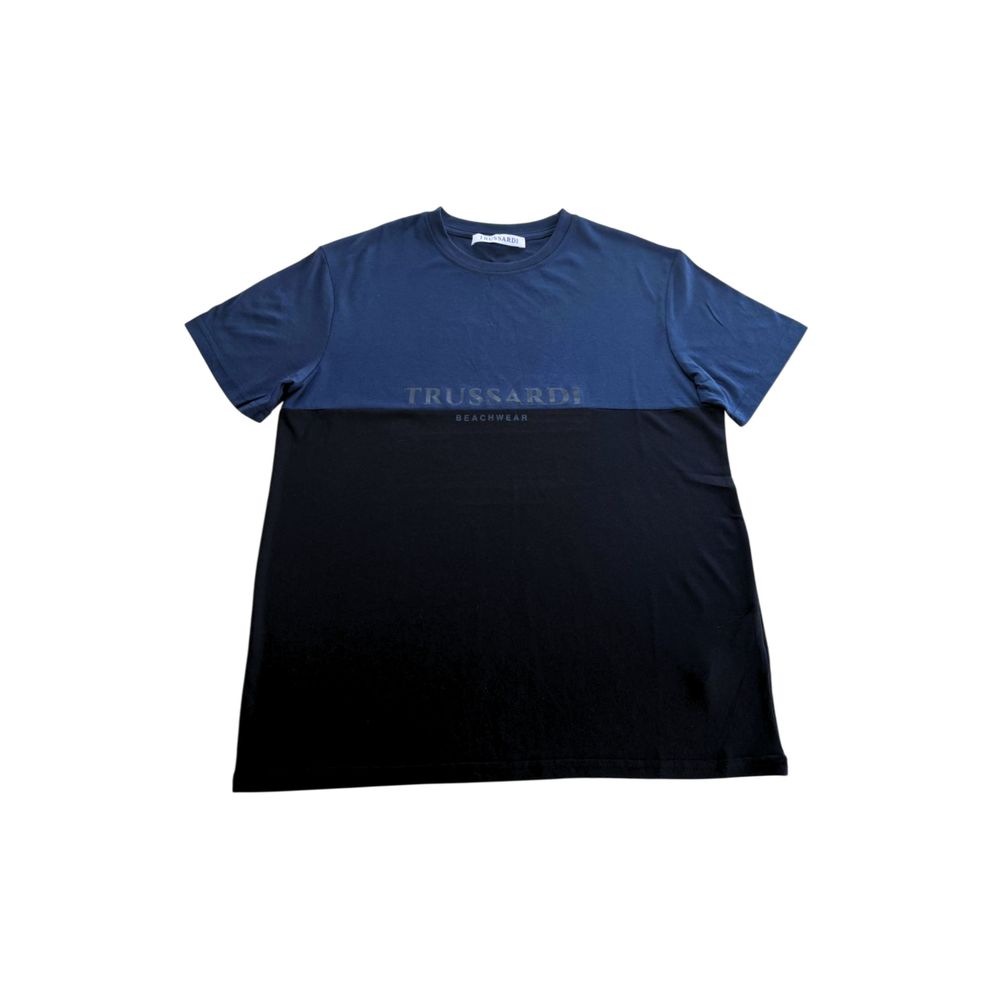 Trussardi Beachwear Blaues Herren-T-Shirt aus Baumwolle
