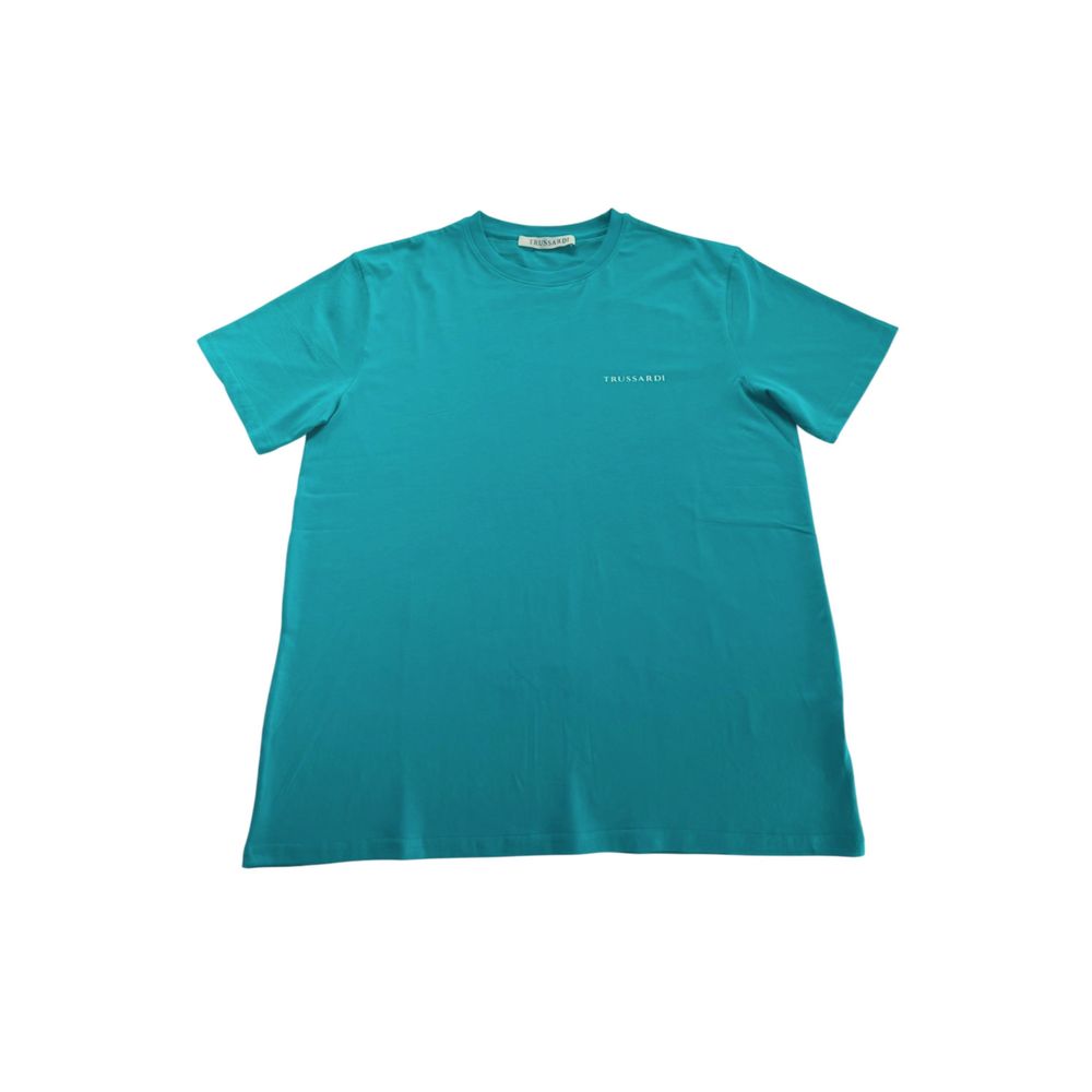 Trussardi Beachwear Light Blue Cotton Men T-Shirt