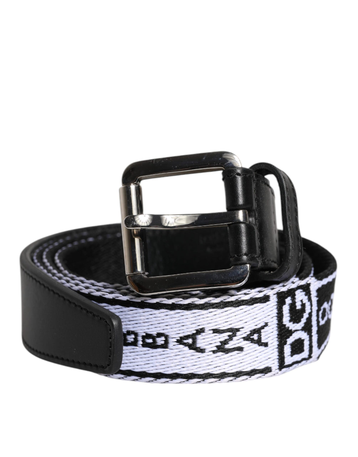 Dolce &amp; Gabbana Gürtel mit Metall-Logo-Schnalle in Schwarz und Weiß