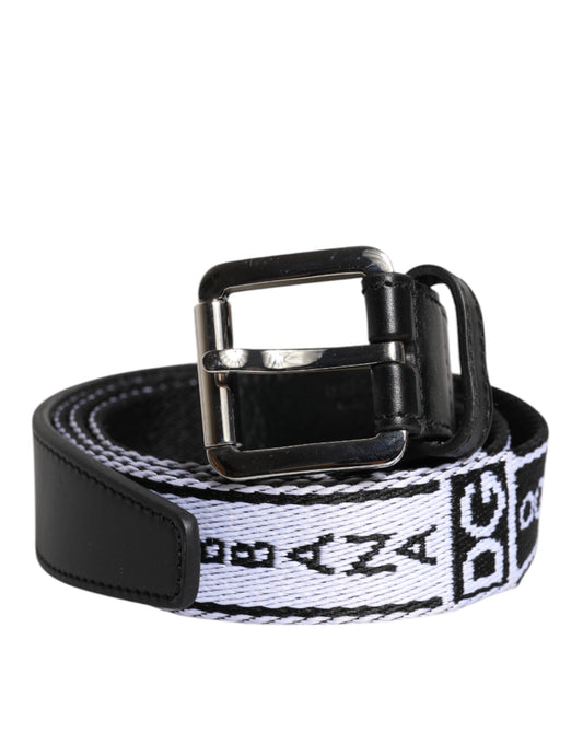 Dolce &amp; Gabbana Gürtel mit Metall-Logo-Schnalle in Schwarz und Weiß