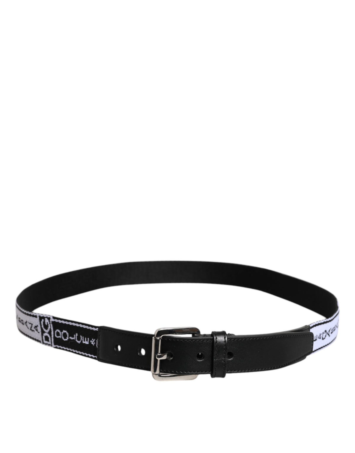 Dolce &amp; Gabbana Gürtel mit Metall-Logo-Schnalle in Schwarz und Weiß