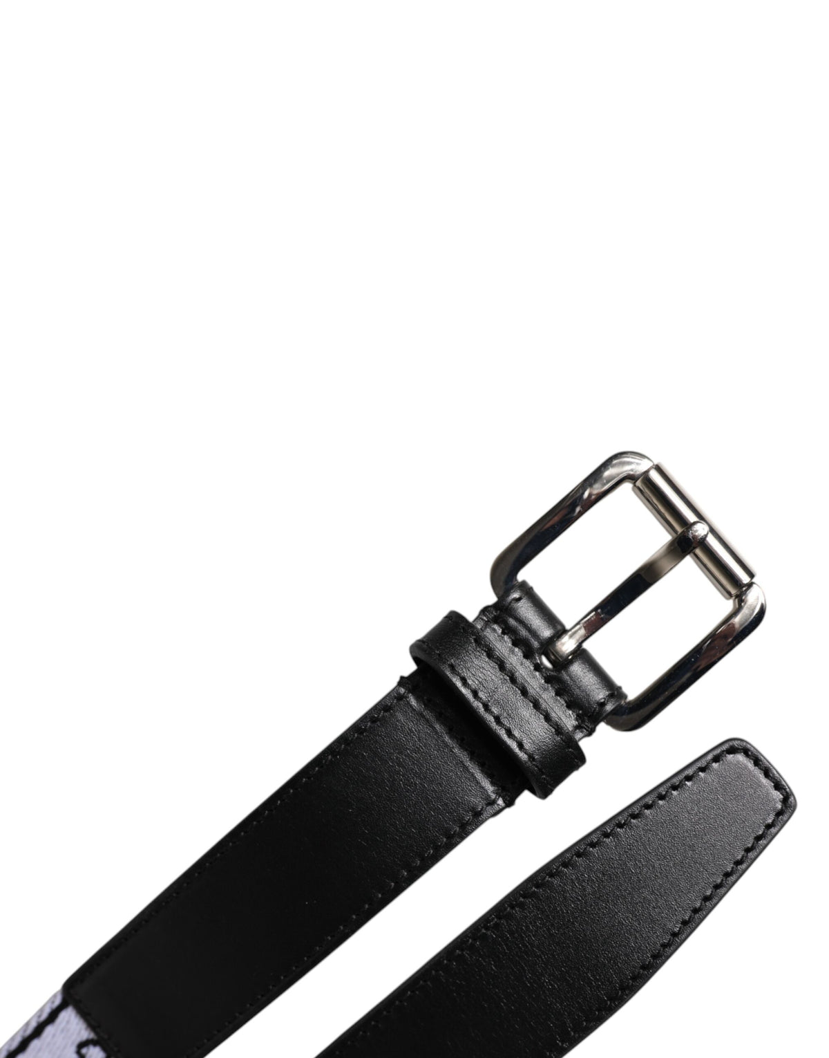 Dolce &amp; Gabbana Gürtel mit Metall-Logo-Schnalle in Schwarz und Weiß