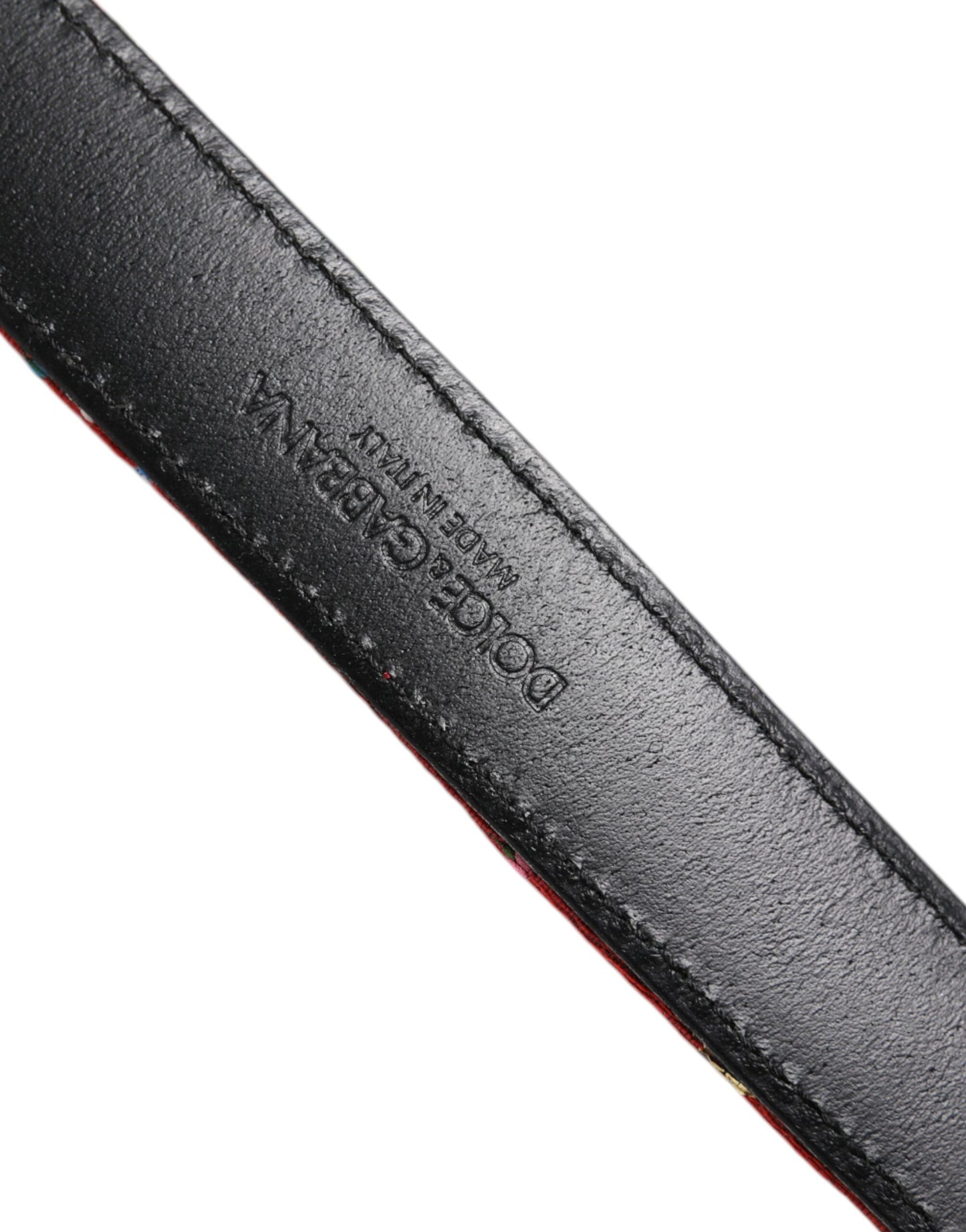 Dolce &amp; Gabbana – Roter Gürtel mit floraler DG-Verzierung und Metallschnalle