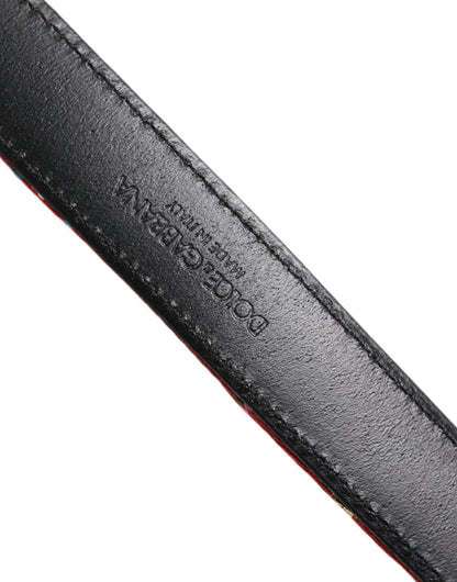 Dolce &amp; Gabbana – Roter Gürtel mit floraler DG-Verzierung und Metallschnalle