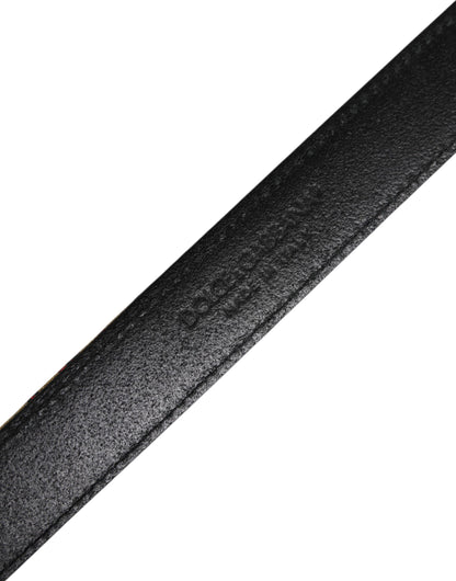 Dolce &amp; Gabbana – Goldfarbener Gürtel aus geblümtem Jacquard-Leder mit Metallschnalle