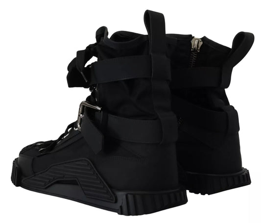 Dolce & Gabbana Black Nylon High Top Sorrento Sneakers Shoes