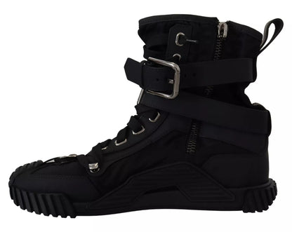 Dolce & Gabbana Black Nylon High Top Sorrento Sneakers Shoes