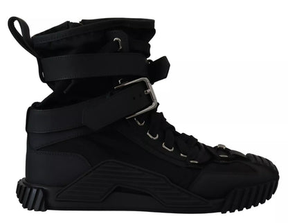 Dolce & Gabbana Black Nylon High Top Sorrento Sneakers Shoes