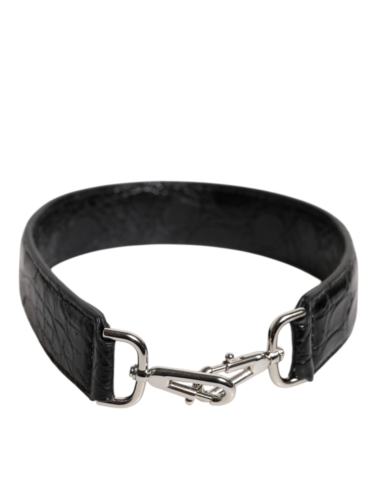 Dolce &amp; Gabbana – Schultergurt aus schwarzem Alligatorleder