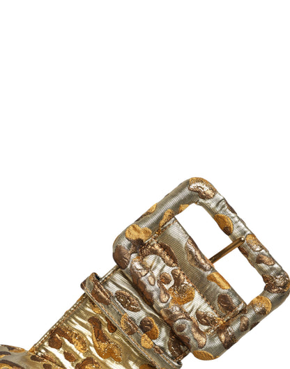 Dolce & Gabbana Gold Spotted Jacquard Fabric Wide Waist Belt
