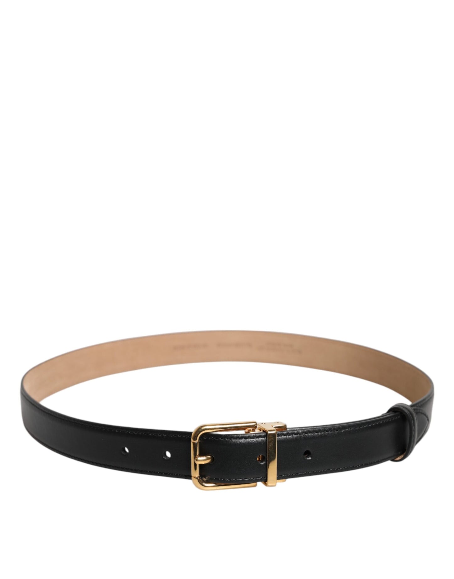 Dolce & Gabbana Black Leather Logo Metal Waist Buckle Belt