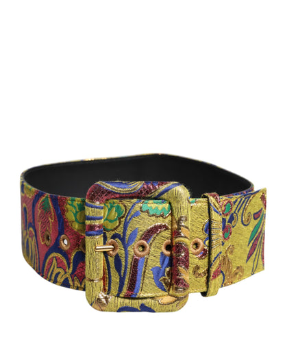 Dolce & Gabbana Multicolor Floral Jacquard Wide Waist Belt