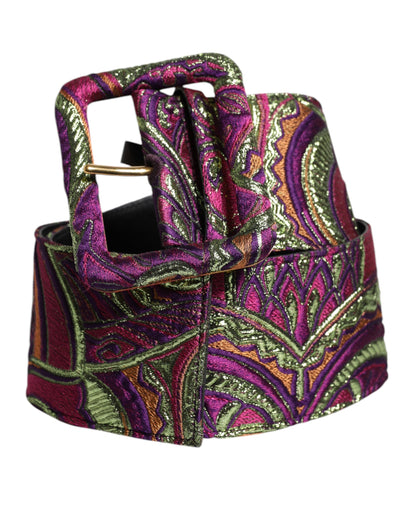 Dolce & Gabbana Multicolor Floral Jacquard Wide Waist Belt