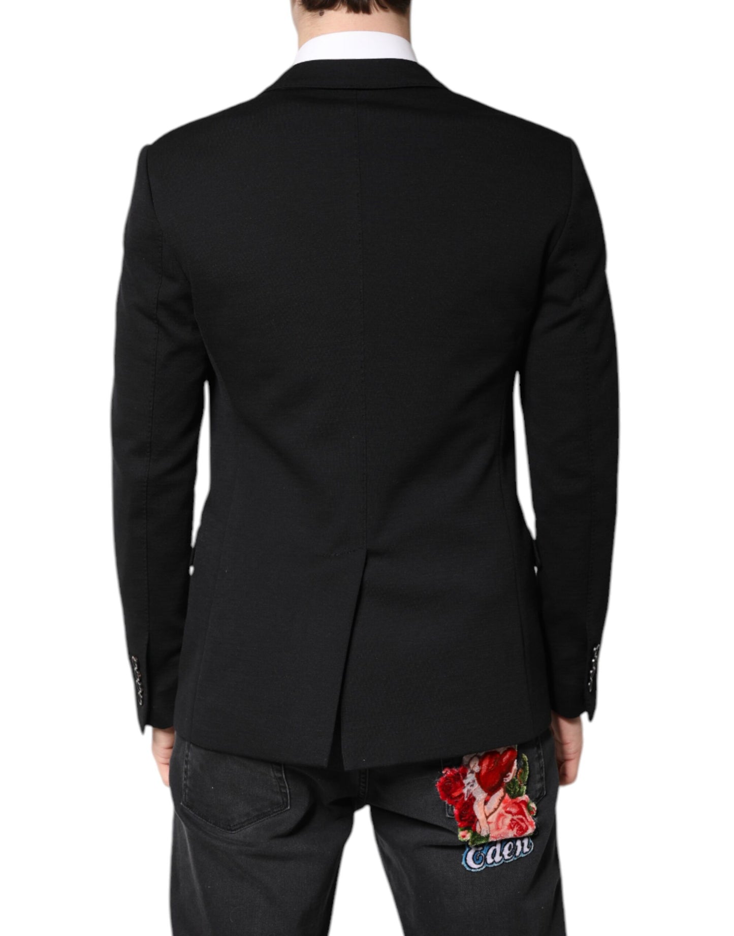 Dolce &amp; Gabbana – Schwarzer Slim Fit-Mantel aus Wolle, Blazer, Jacke, Anzug