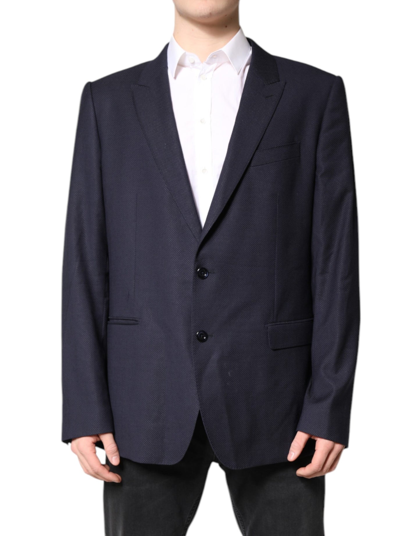 Dolce &amp; Gabbana – Einreihiger Mantel-Blazer-Anzug aus schwarzer Wolle