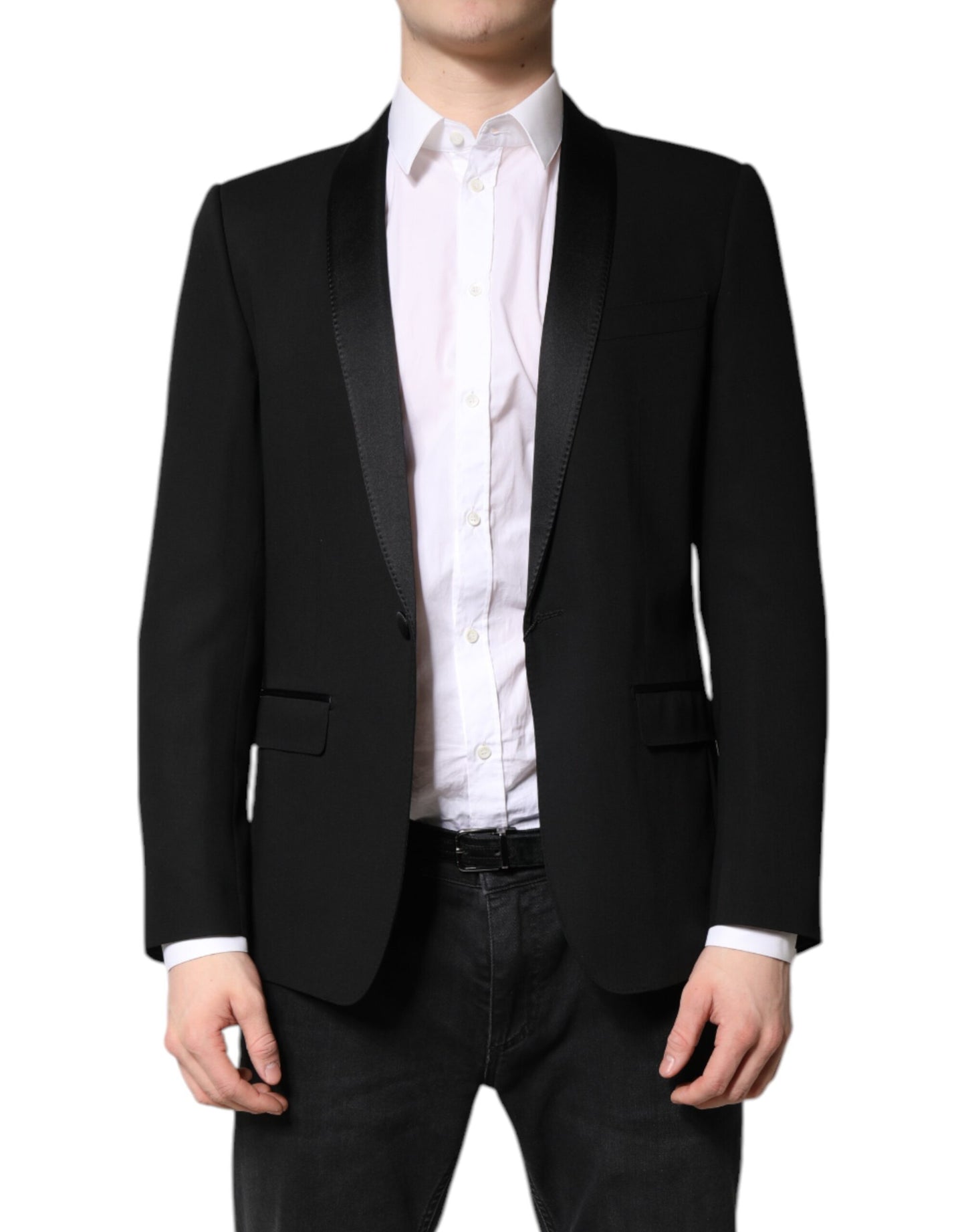 Dolce &amp; Gabbana Schwarzer einreihiger Herrenmantel MARTINI Blazer