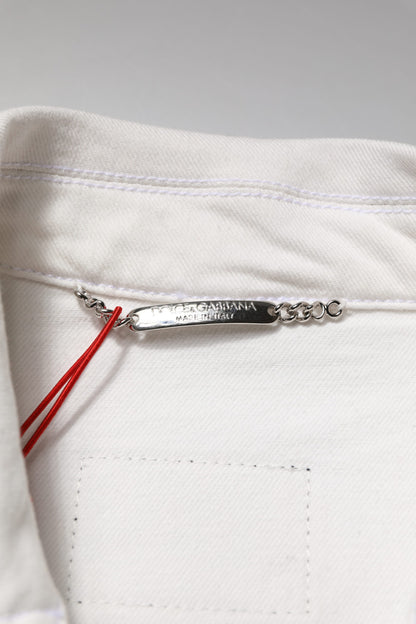 Dolce &amp; Gabbana – Weiße Jeansjacke aus Baumwollstretch mit Graffiti-Print