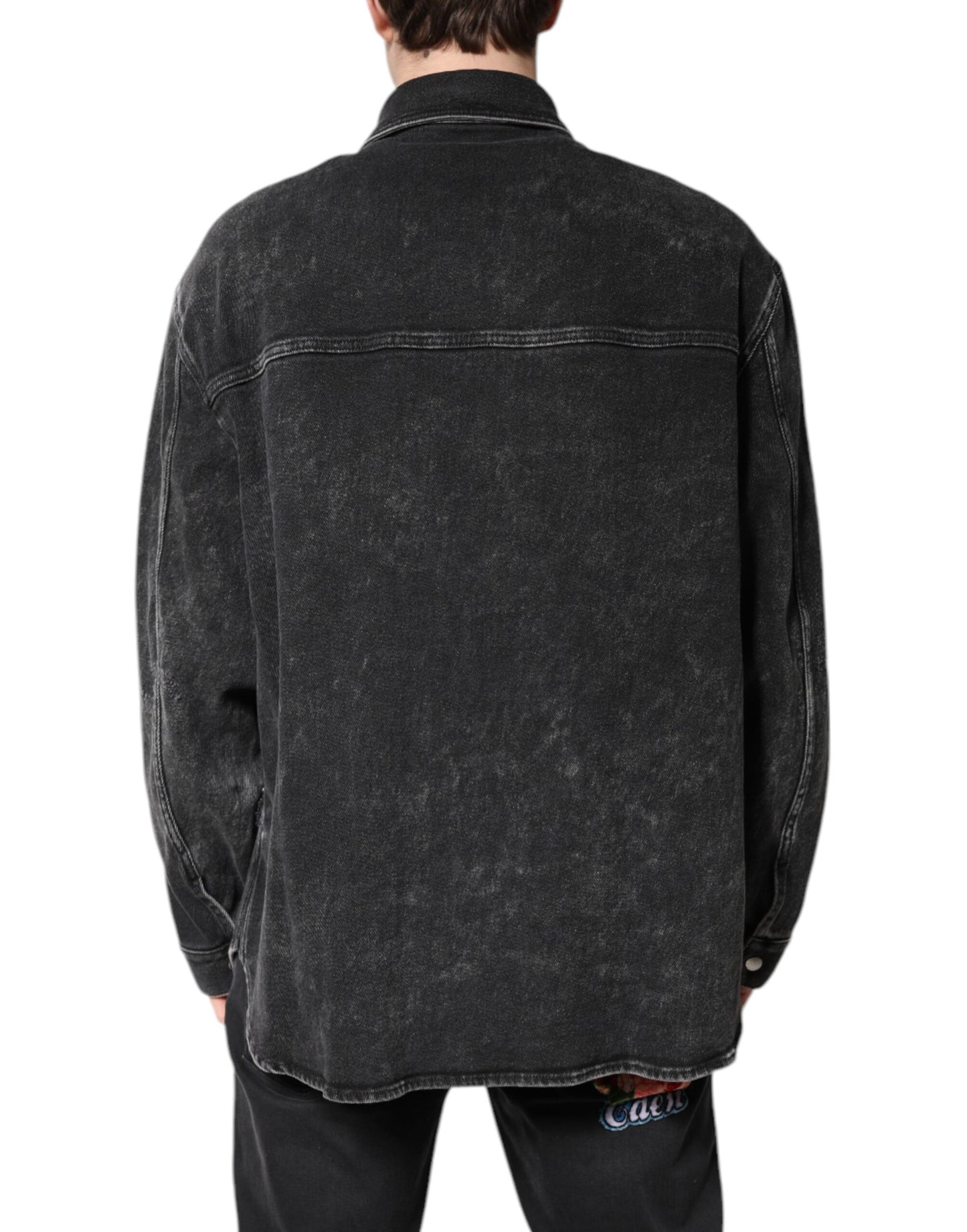 Dolce &amp; Gabbana Schwarze Jeansjacke aus Baumwollstretch mit Logo