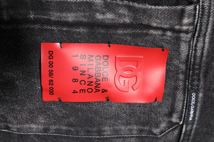 Dolce &amp; Gabbana Schwarze Jeansjacke aus Baumwollstretch mit Logo