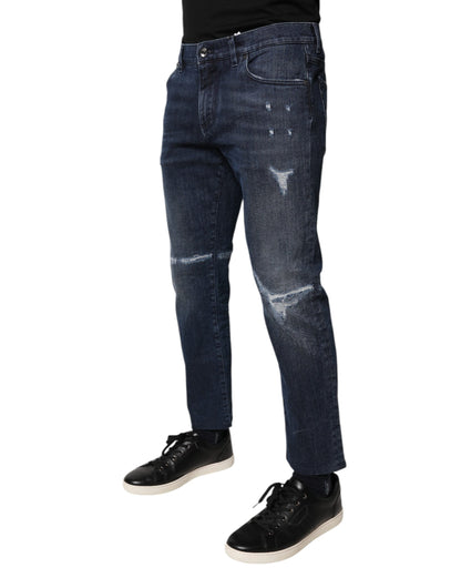 Dolce &amp; Gabbana Blaue Skinny Jeans aus Baumwollstretch für Herren