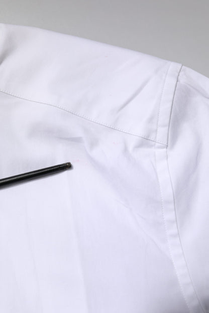 Dolce &amp; Gabbana – Weißes, goldfarbenes Hemd aus Baumwollstretch