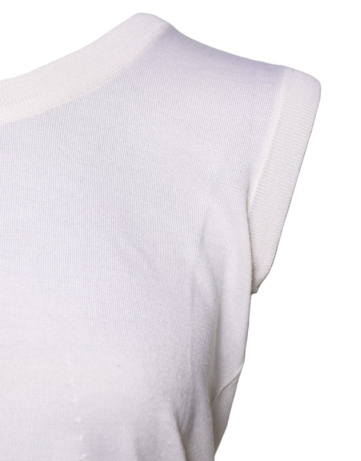 Dolce &amp; Gabbana – Weißes, ärmelloses Kaschmir-Tanktop mit Rundhalsausschnitt