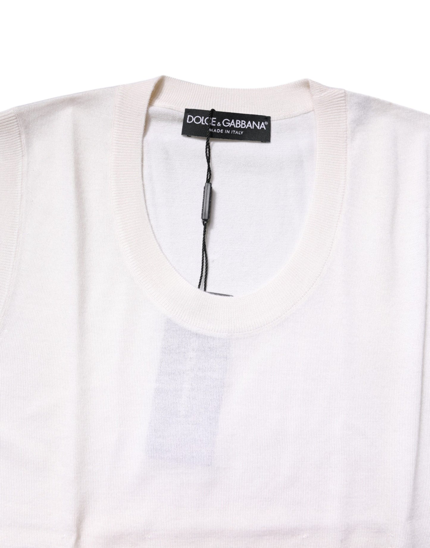 Dolce &amp; Gabbana – Weißes, ärmelloses Kaschmir-Tanktop mit Rundhalsausschnitt