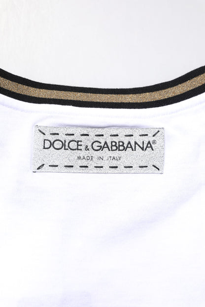 Dolce &amp; Gabbana – Weißes Baumwoll-T-Shirt mit Rundhalsausschnitt und grafischem Print