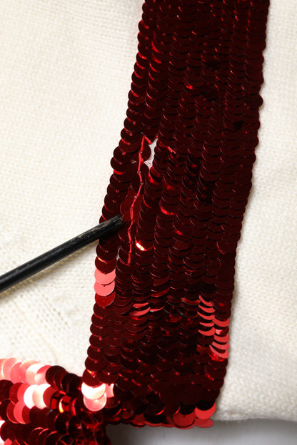 Dolce &amp; Gabbana – Weißer Pullover mit Rundhalsausschnitt und Pailletten