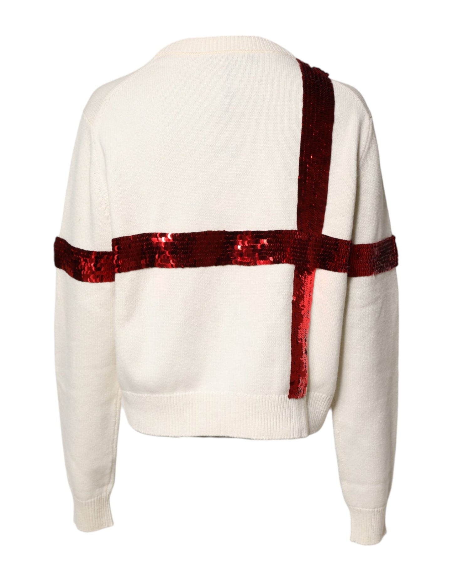 Dolce &amp; Gabbana – Weißer Pullover mit Rundhalsausschnitt und Pailletten