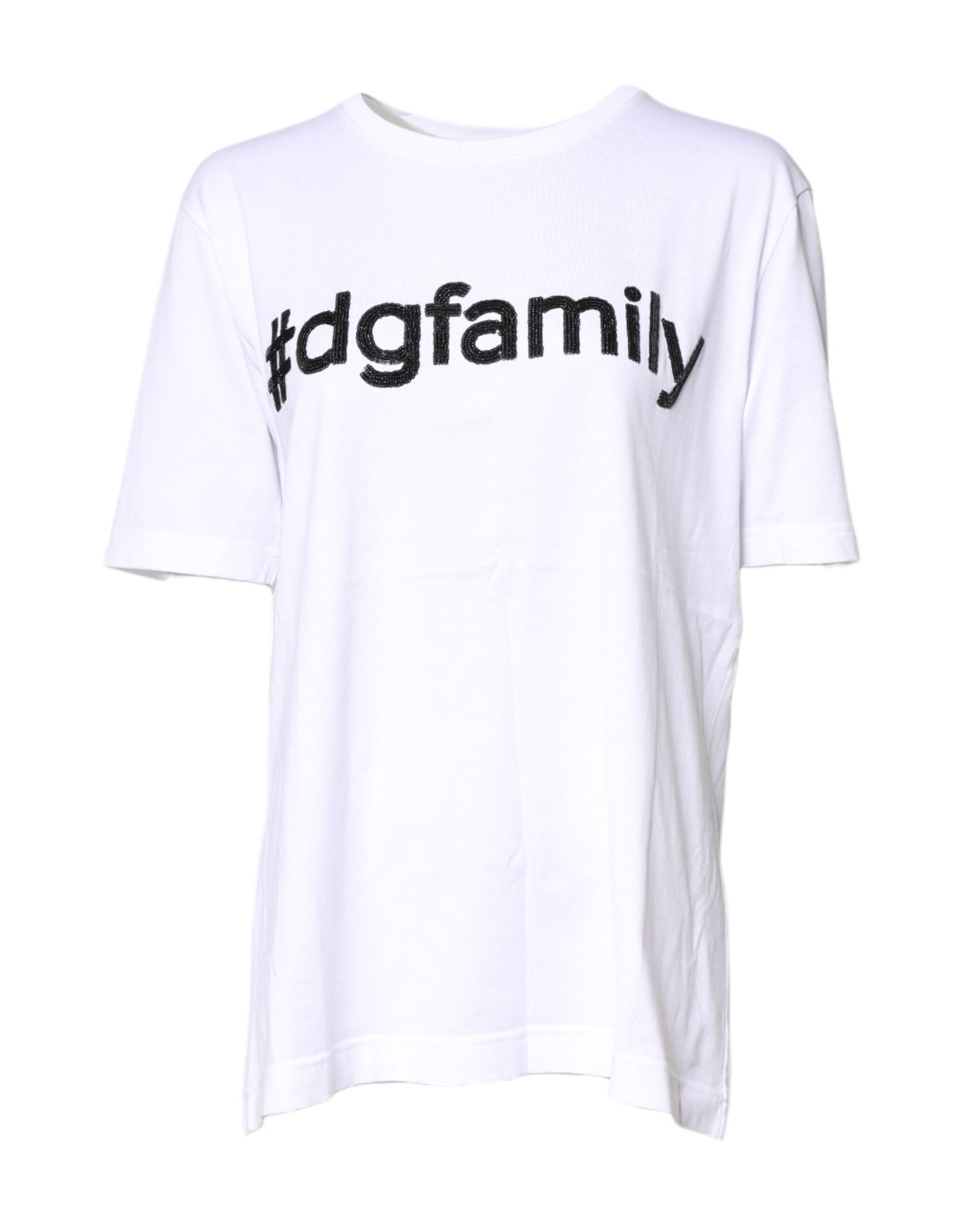Dolce &amp; Gabbana – Weißes Baumwoll-T-Shirt mit Rundhalsausschnitt und #DGFamily-Print