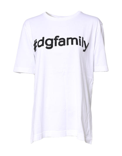 Dolce &amp; Gabbana – Weißes Baumwoll-T-Shirt mit Rundhalsausschnitt und #DGFamily-Print