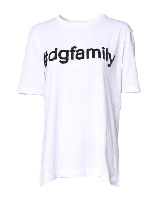Dolce &amp; Gabbana – Weißes Baumwoll-T-Shirt mit Rundhalsausschnitt und #DGFamily-Print
