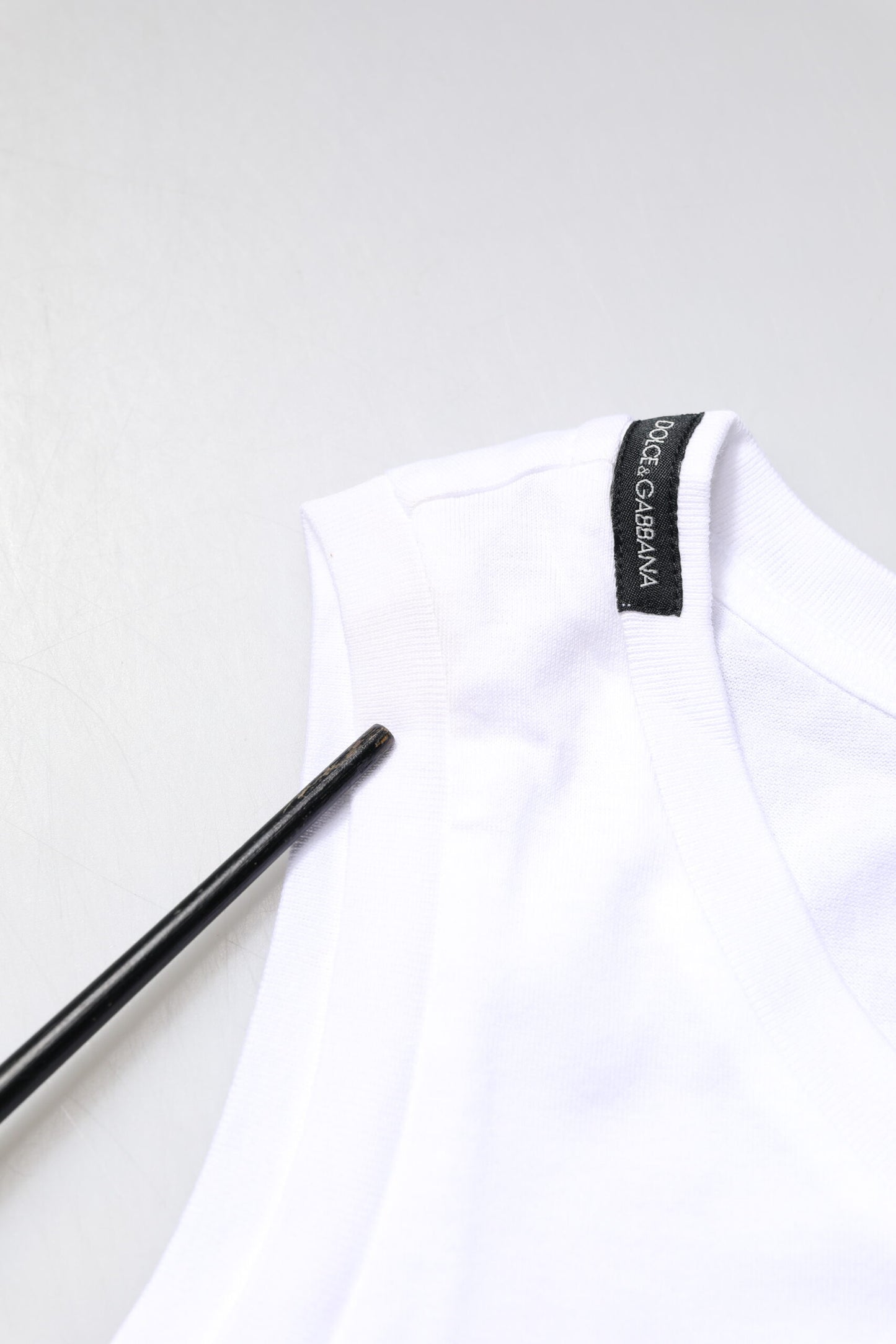 Dolce &amp; Gabbana – Ärmelloses T-Shirt aus weißer Baumwolle mit Rundhalsausschnitt