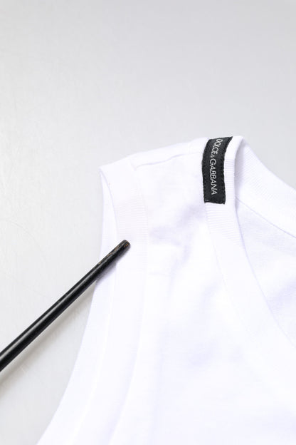 Dolce &amp; Gabbana – Ärmelloses T-Shirt aus weißer Baumwolle mit Rundhalsausschnitt