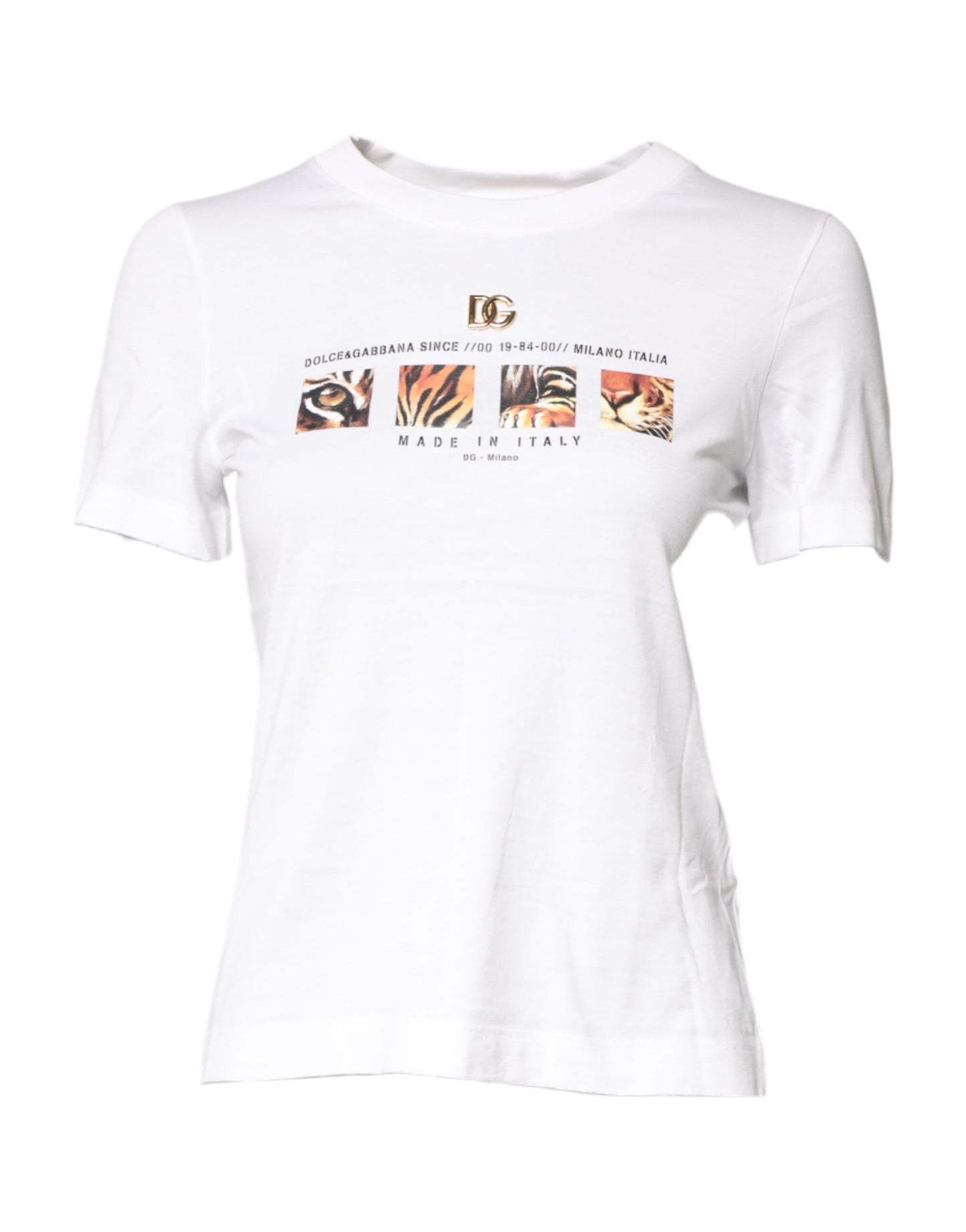 Dolce &amp; Gabbana – Weißes Baumwoll-T-Shirt mit Rundhalsausschnitt und grafischem Print