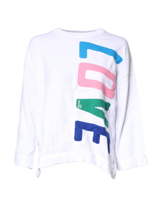 Love Moschino White Graphic Print Cotton Long Sleeves T-shirt