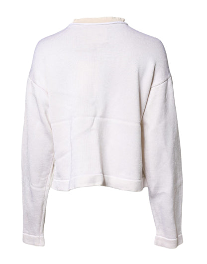 Jil Sander White Viscose Crew Neck Long Sleeves Pullover Sweater