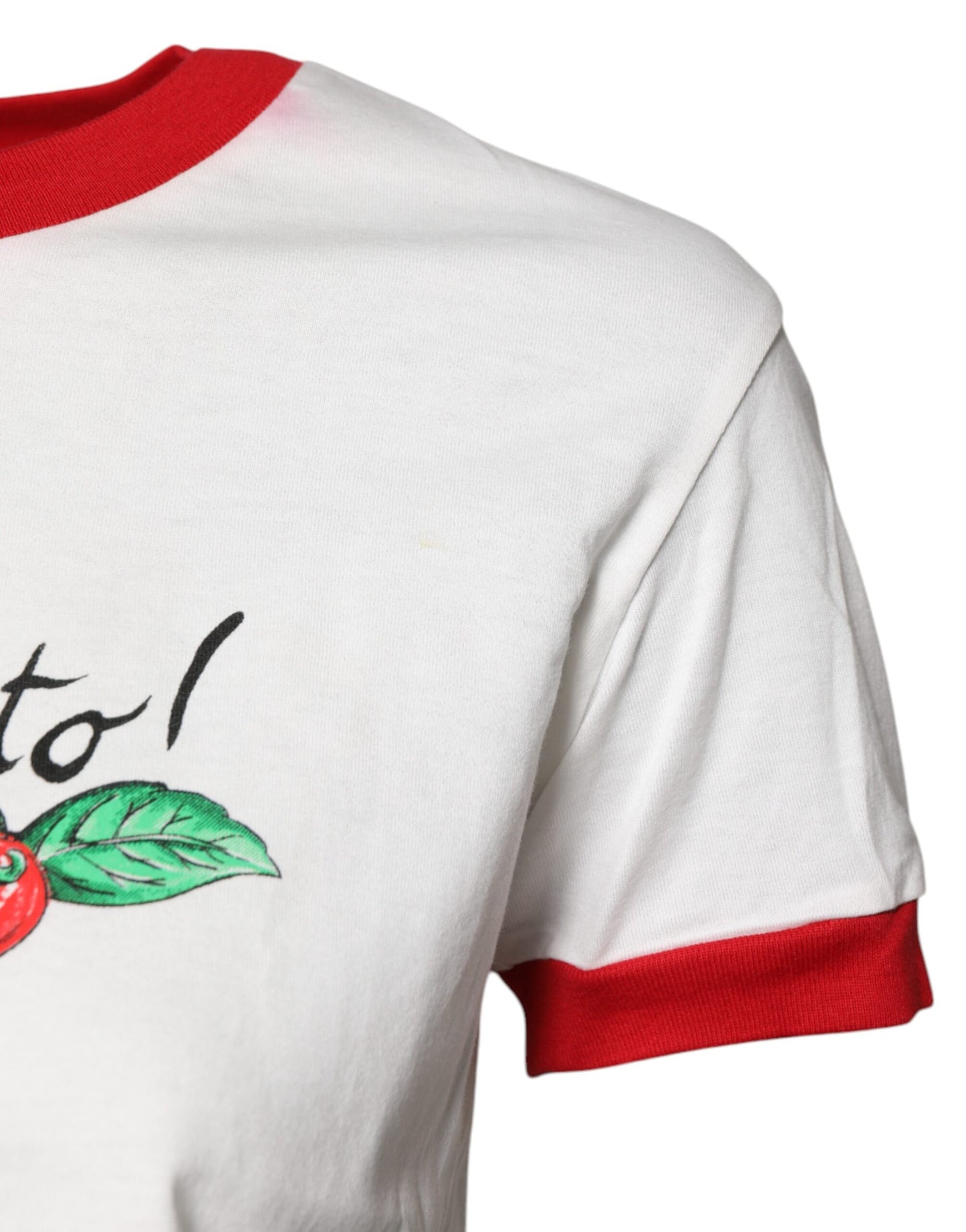 Dolce &amp; Gabbana – Weißes, bedrucktes Crop-Top mit Rundhalsausschnitt