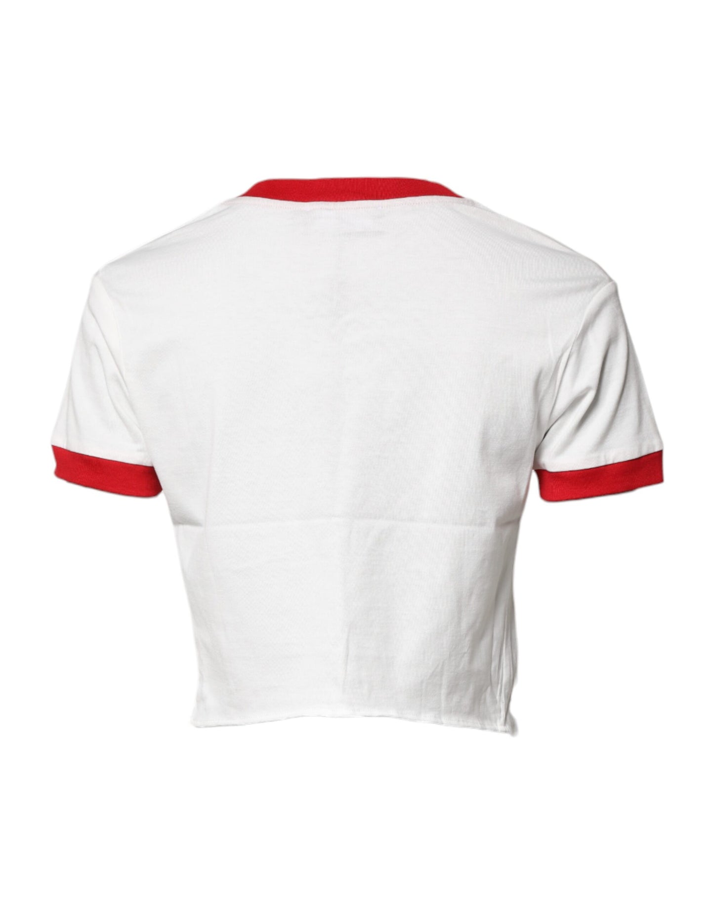 Dolce &amp; Gabbana – Weißes, bedrucktes Crop-Top mit Rundhalsausschnitt