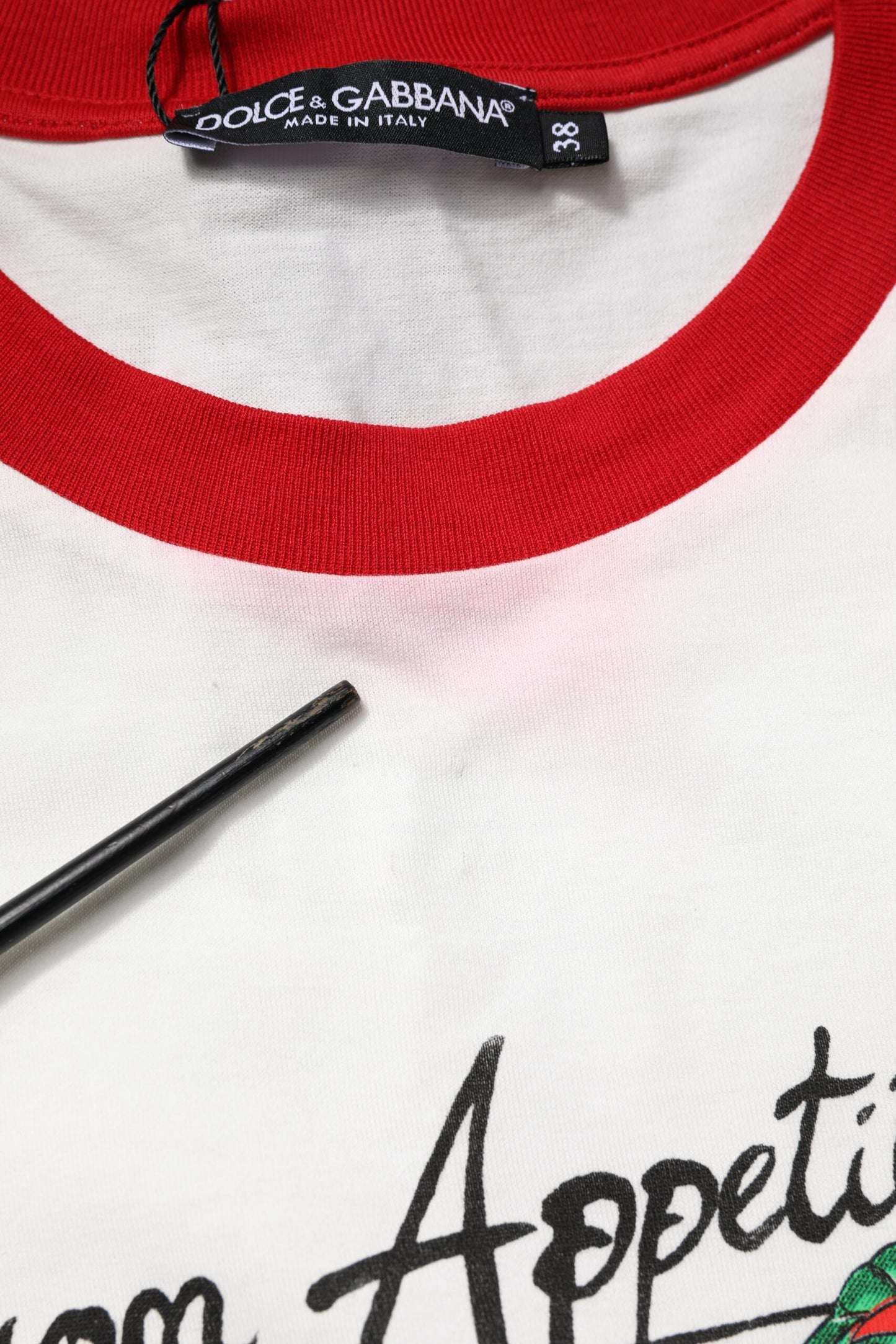 Dolce &amp; Gabbana – Weißes, bedrucktes Crop-Top mit Rundhalsausschnitt