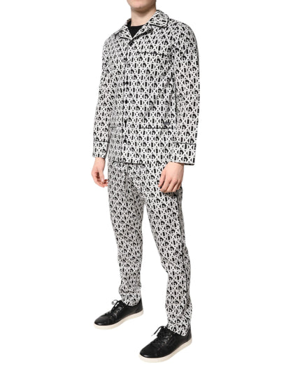 Dolce &amp; Gabbana Pyjama-Set aus Baumwolle mit DG-Print, Schwarz/Weiß