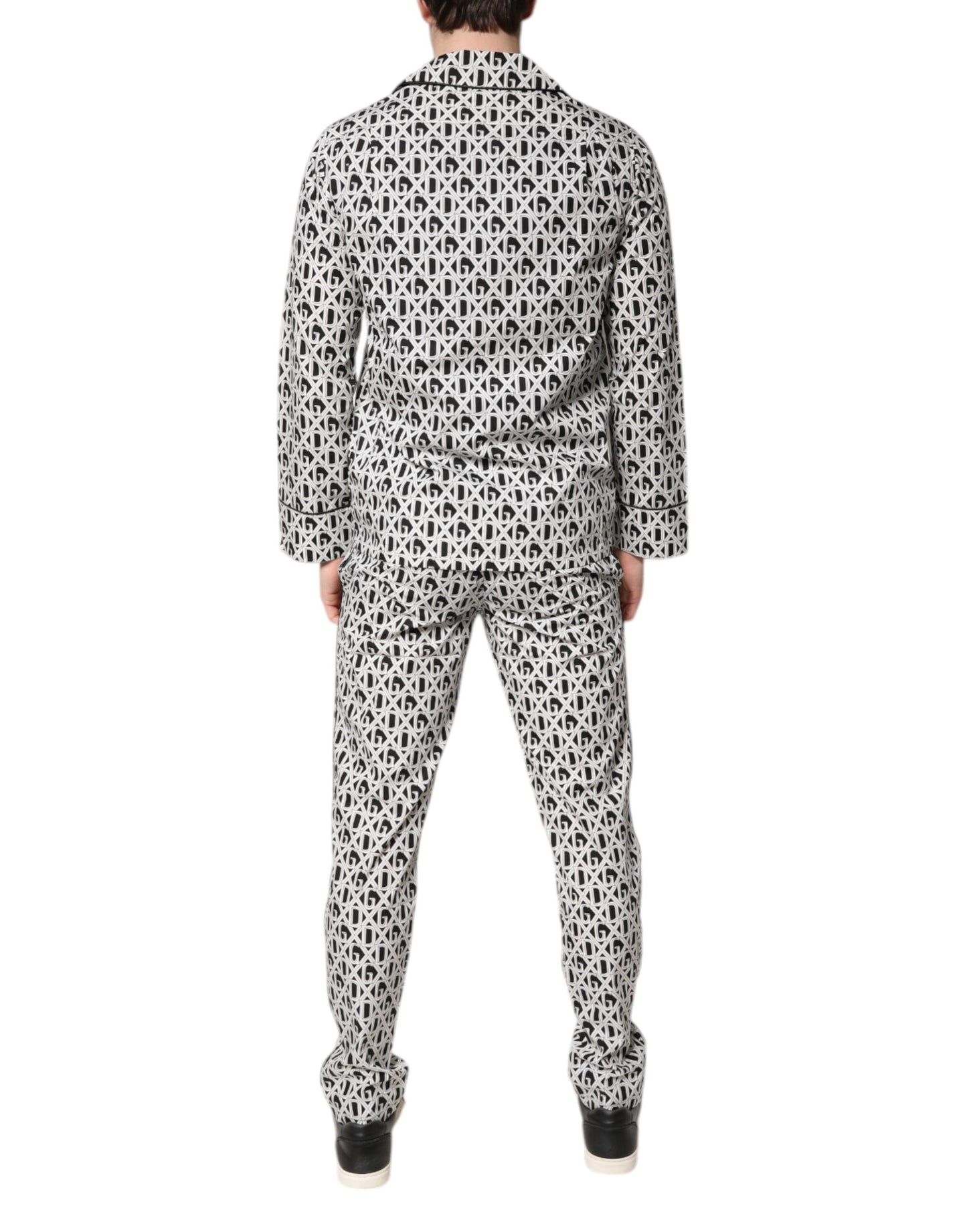 Dolce &amp; Gabbana Pyjama-Set aus Baumwolle mit DG-Print, Schwarz/Weiß