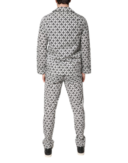 Dolce &amp; Gabbana Pyjama-Set aus Baumwolle mit DG-Print, Schwarz/Weiß