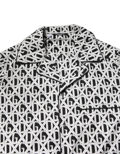 Dolce &amp; Gabbana Pyjama-Set aus Baumwolle mit DG-Print, Schwarz/Weiß