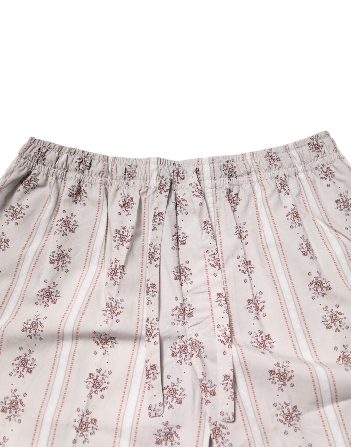 Dolce &amp; Gabbana Beige Blumendruck Baumwolle Herren Pyjama Set Nachtwäsche