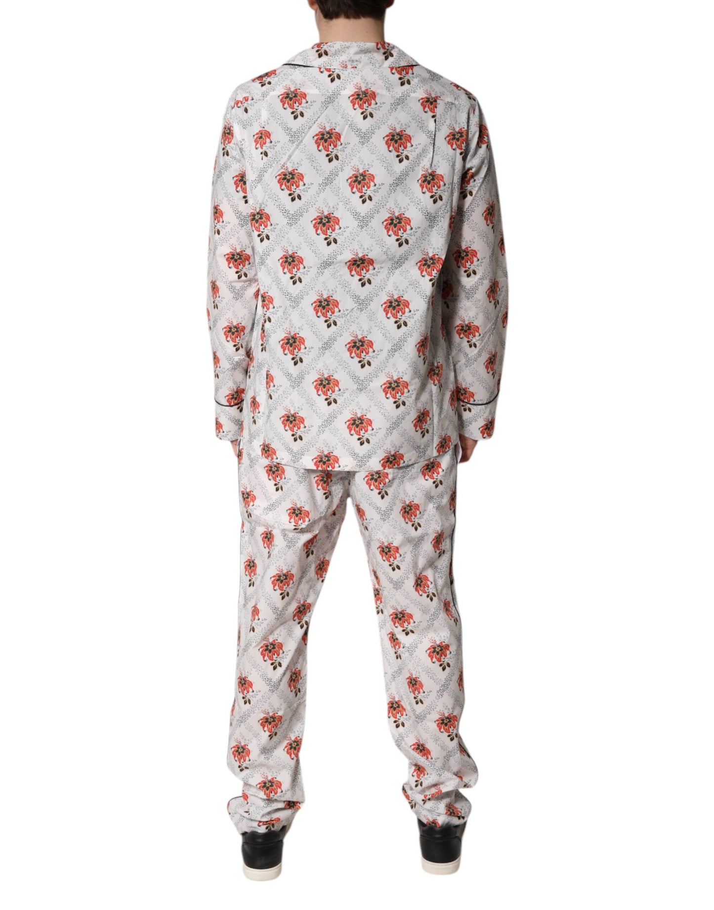 Dolce &amp; Gabbana Pyjama-Set aus Baumwolle mit mehrfarbigem Blumendruck, Nachtwäsche