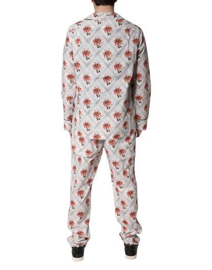 Dolce &amp; Gabbana Pyjama-Set aus Baumwolle mit mehrfarbigem Blumendruck, Nachtwäsche